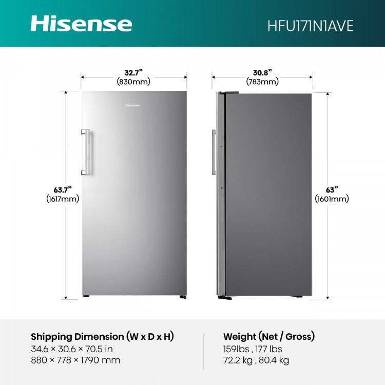 Hisense 17 cu.ft. Silver Garage Ready Convertible Upright Freezer with Reversible Door SUPPORT