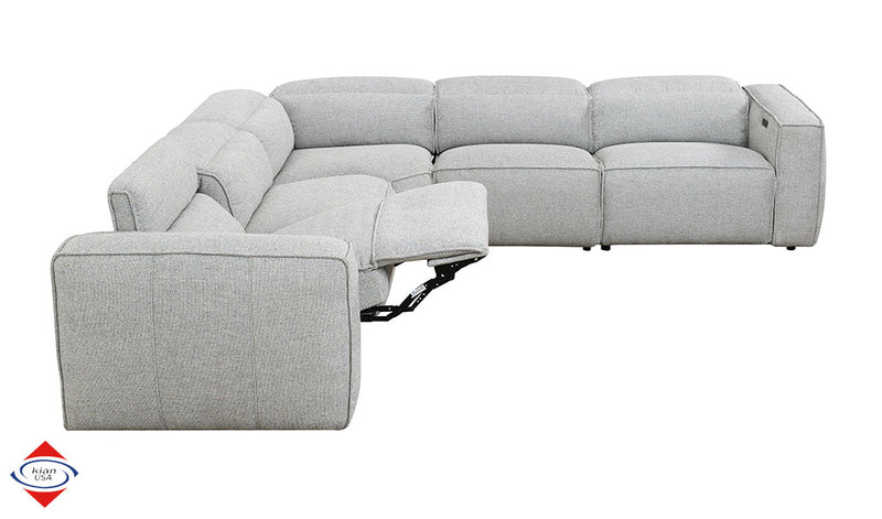 Kian Cloud 5-Piece Deep-Wide Seat Power Reclining Sectional Sofa with Power Headrests & Footrests – Gray