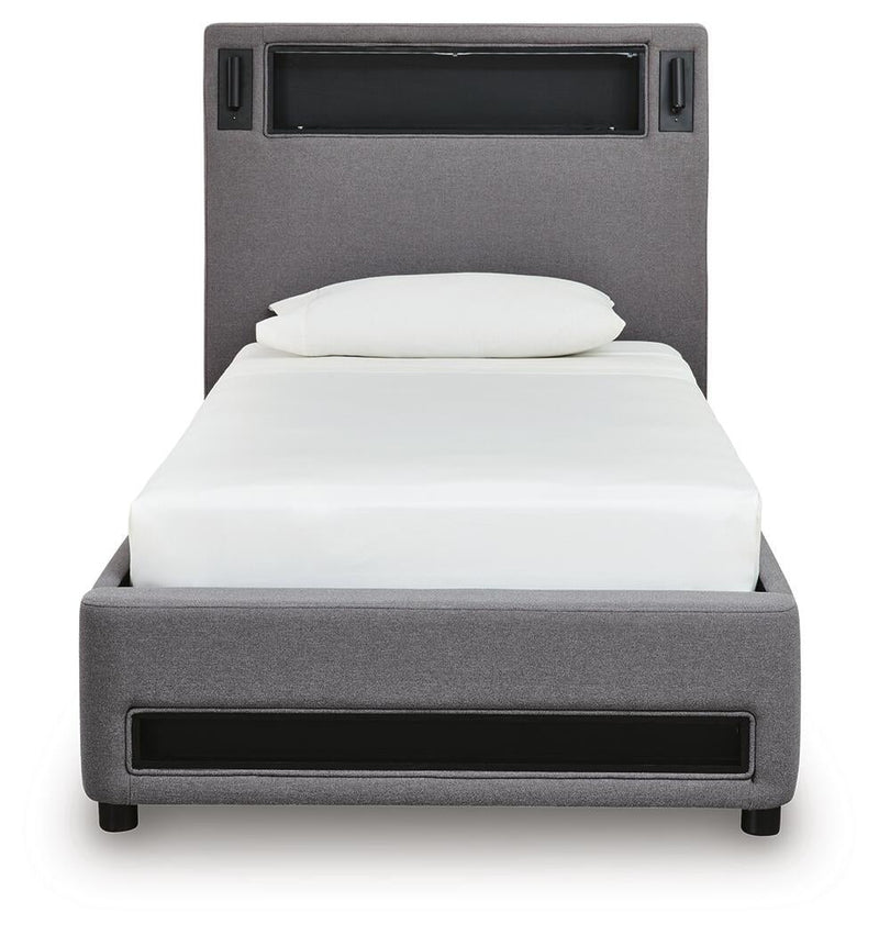 Ashley Express - Finigale Twin Upholstered Bed with Wireless Audio