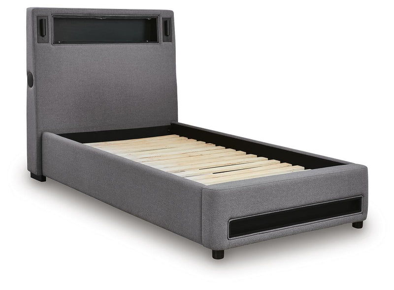 Ashley Express - Finigale Twin Upholstered Bed with Wireless Audio