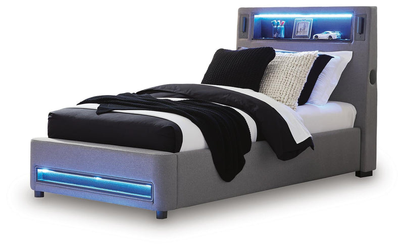 Ashley Express - Finigale Twin Upholstered Bed with Wireless Audio