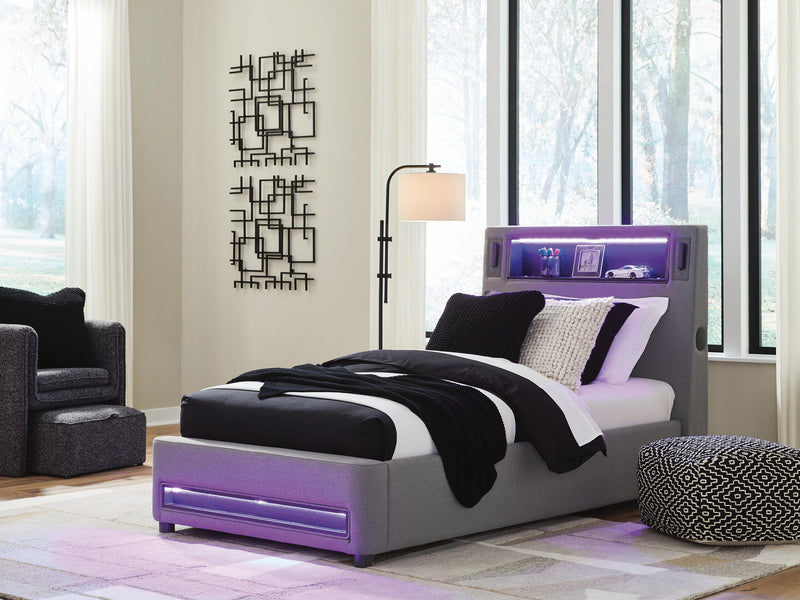 Ashley Express - Finigale Twin Upholstered Bed with Wireless Audio