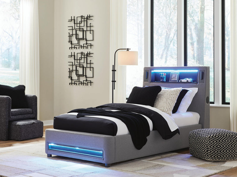 Ashley Express - Finigale Twin Upholstered Bed with Wireless Audio