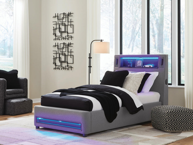 Ashley Express - Finigale Twin Upholstered Bed with Wireless Audio