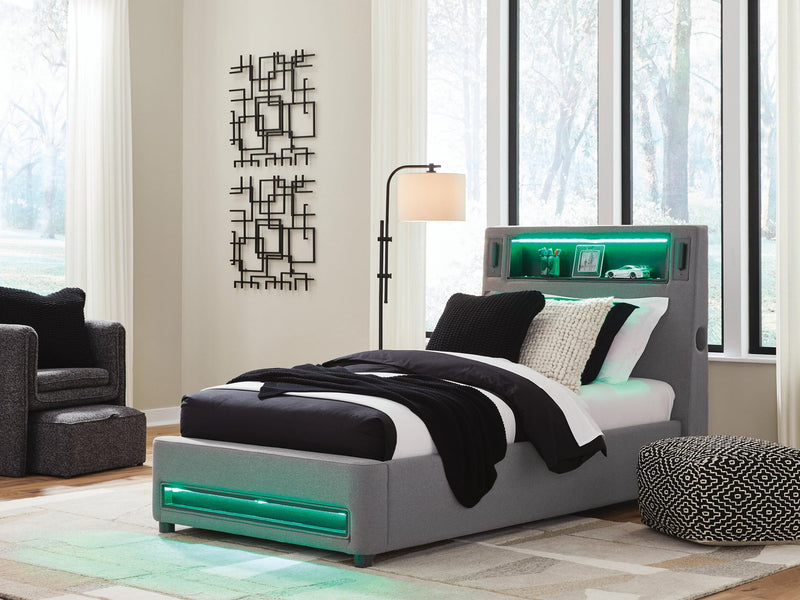 Ashley Express - Finigale Twin Upholstered Bed with Wireless Audio