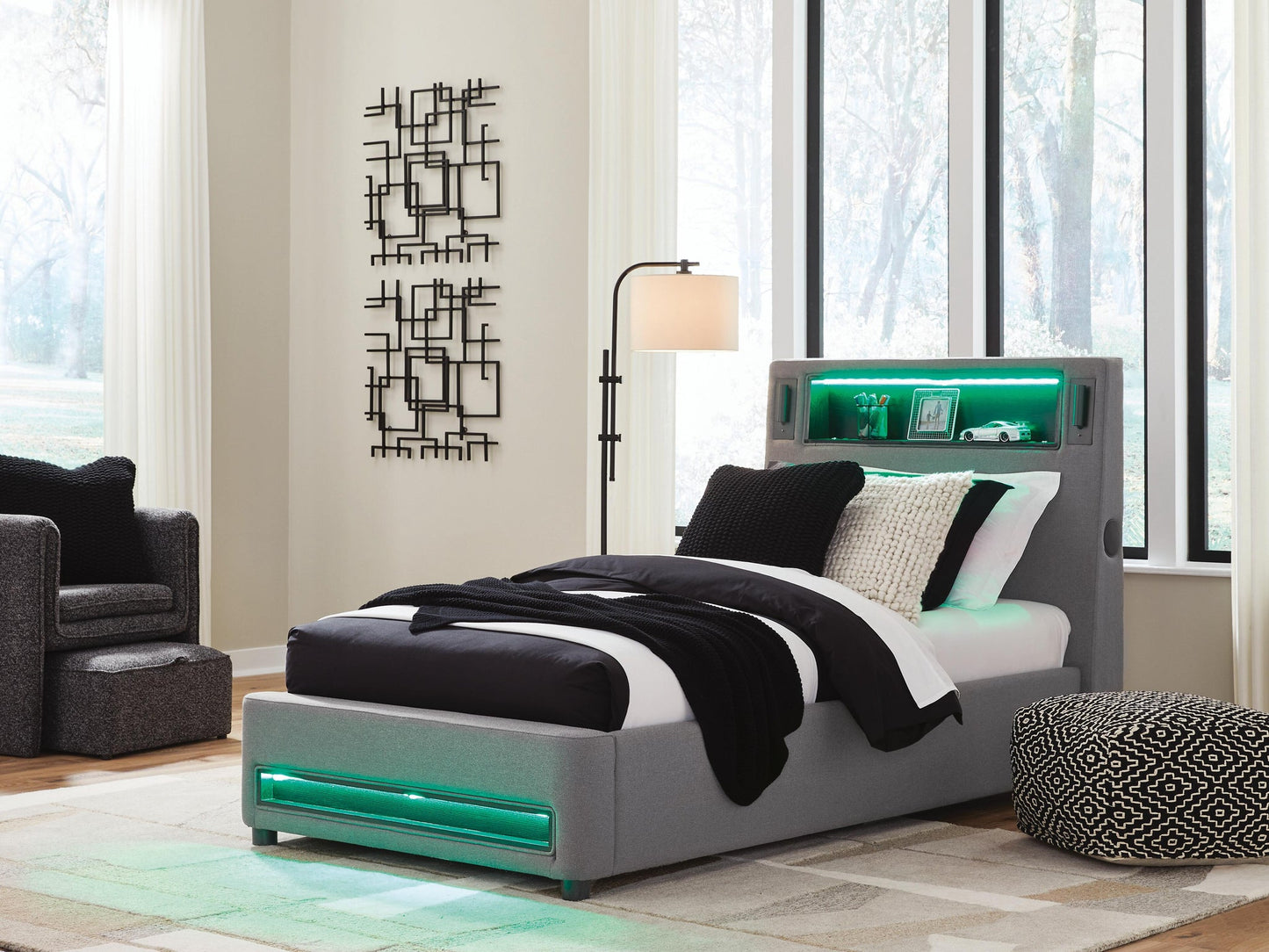 Ashley Express - Verishaw Twin Upholstered Bed with Wireless Audio
