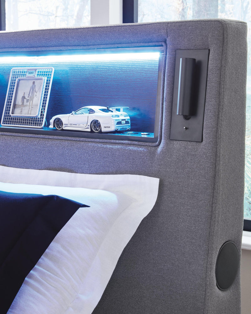 Ashley Express - Finigale Twin Upholstered Bed with Wireless Audio