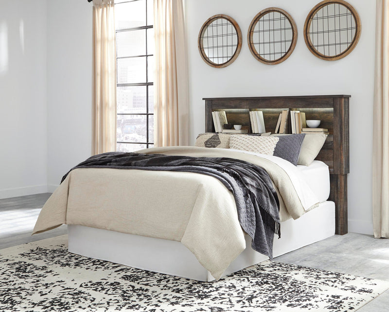 Drystan Queen Bookcase Headboard, Dresser, Mirror, Chest and Nightstand