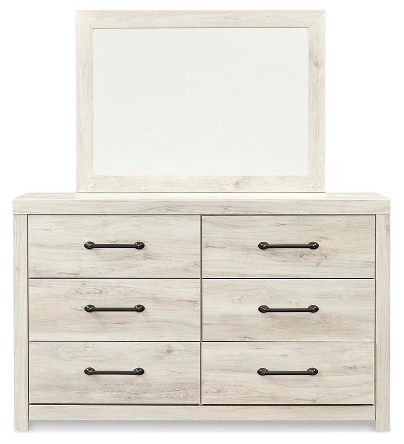 Cambeck King Panel Bed with Mirrored Dresser