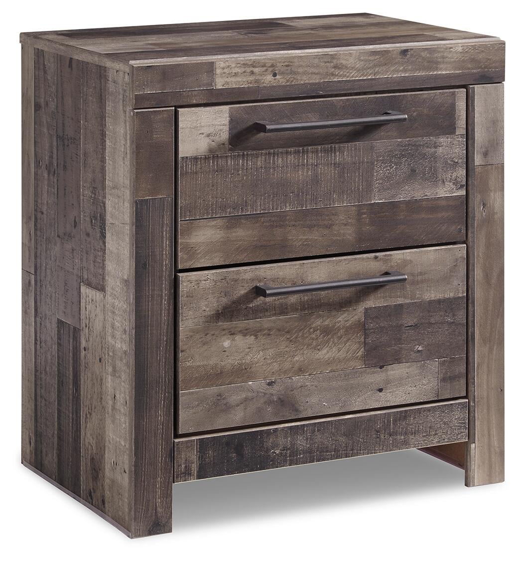 Derekson Twin Panel Headboard Bed with Mirrored Dresser, Chest and Nightstand