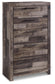 Derekson Queen/Full Panel Headboard Bed with Mirrored Dresser, Chest and Nightstand