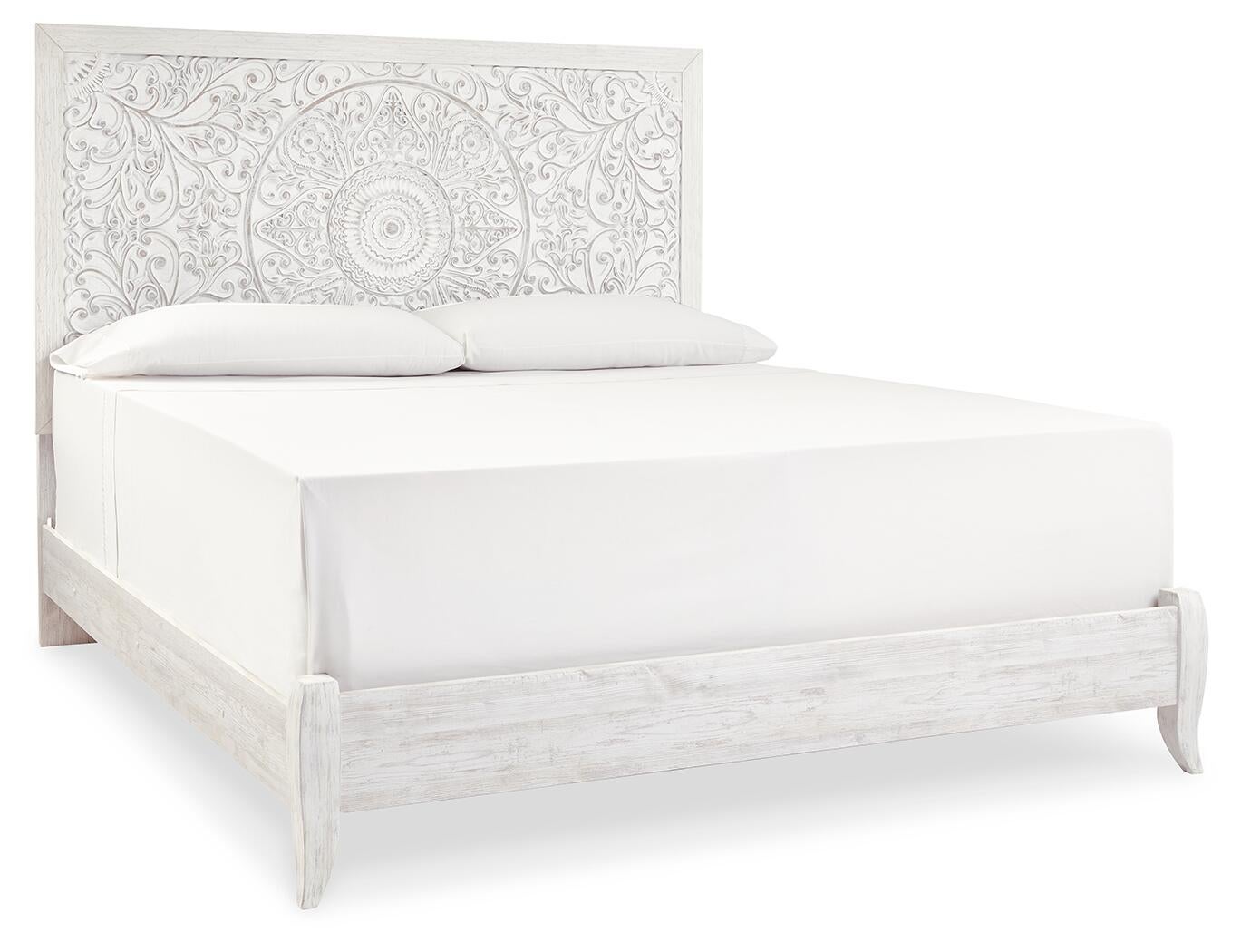 Paxberry King Panel Bed with Mirrored Dresser, Chest and Nightstand
