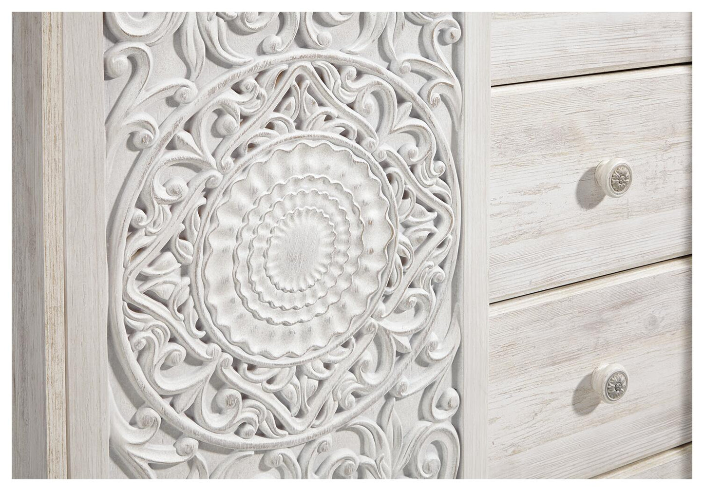 Paxberry King Panel Bed with Mirrored Dresser, Chest and Nightstand