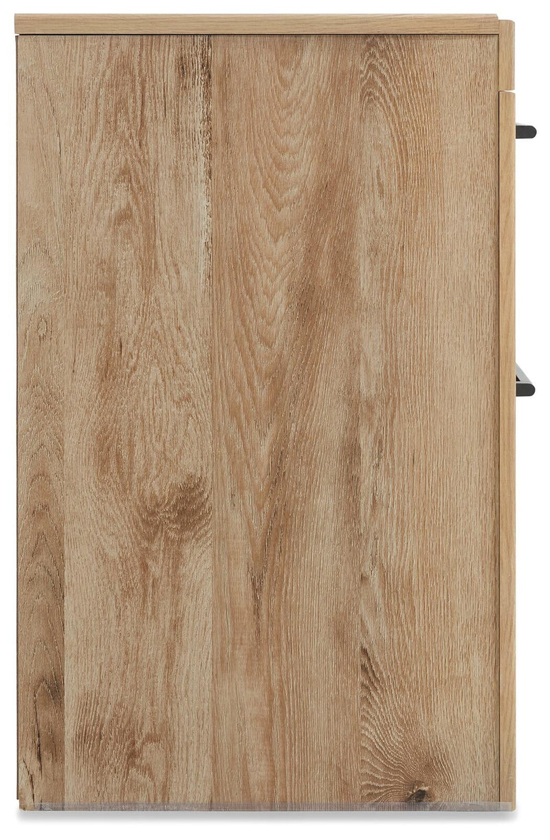 Hyanna Twin Panel Bed with 1 Side Storage, Dresser, Mirror, Chest and Nightstand