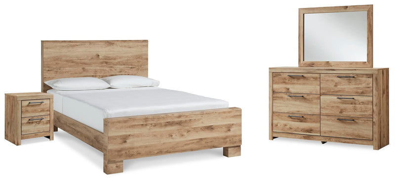 Hyanna King Panel Bed, Dresser, Mirror and Nightstand