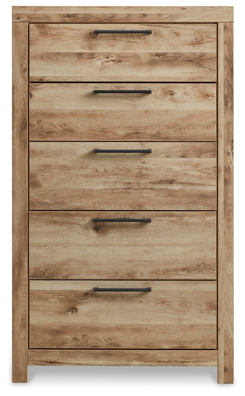 Hyanna King Panel Storage Bed, Dresser, Mirror, Chest and Nightstand