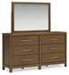 Cabalynn King Panel Bed with Storage with Mirrored Dresser