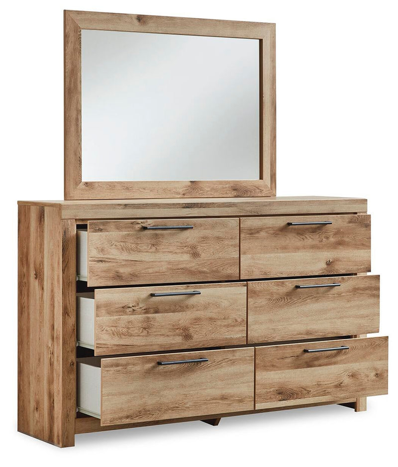 Hyanna King Panel Storage Bed with 1 Under Bed Storage Drawer, Dresser, Mirror and Nightstand