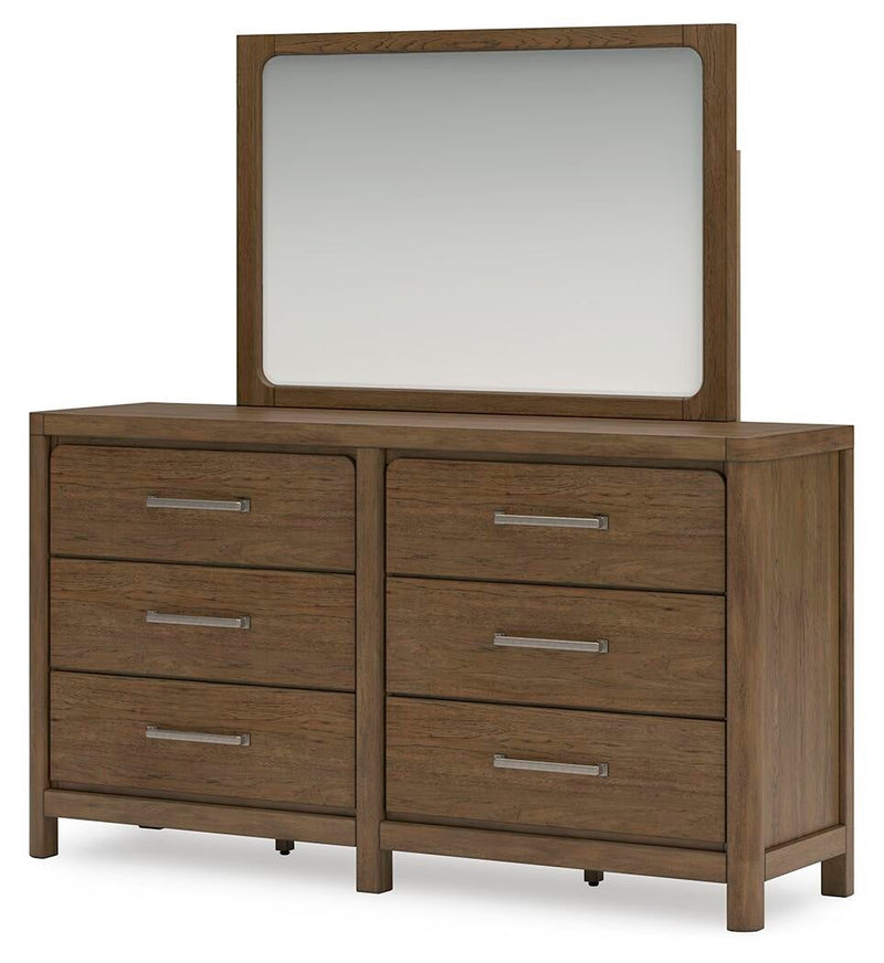 Cabalynn Queen Panel Bed with Storage with Mirrored Dresser and Nightstand