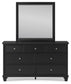 Lanolee Twin Panel Bed with Mirrored Dresser