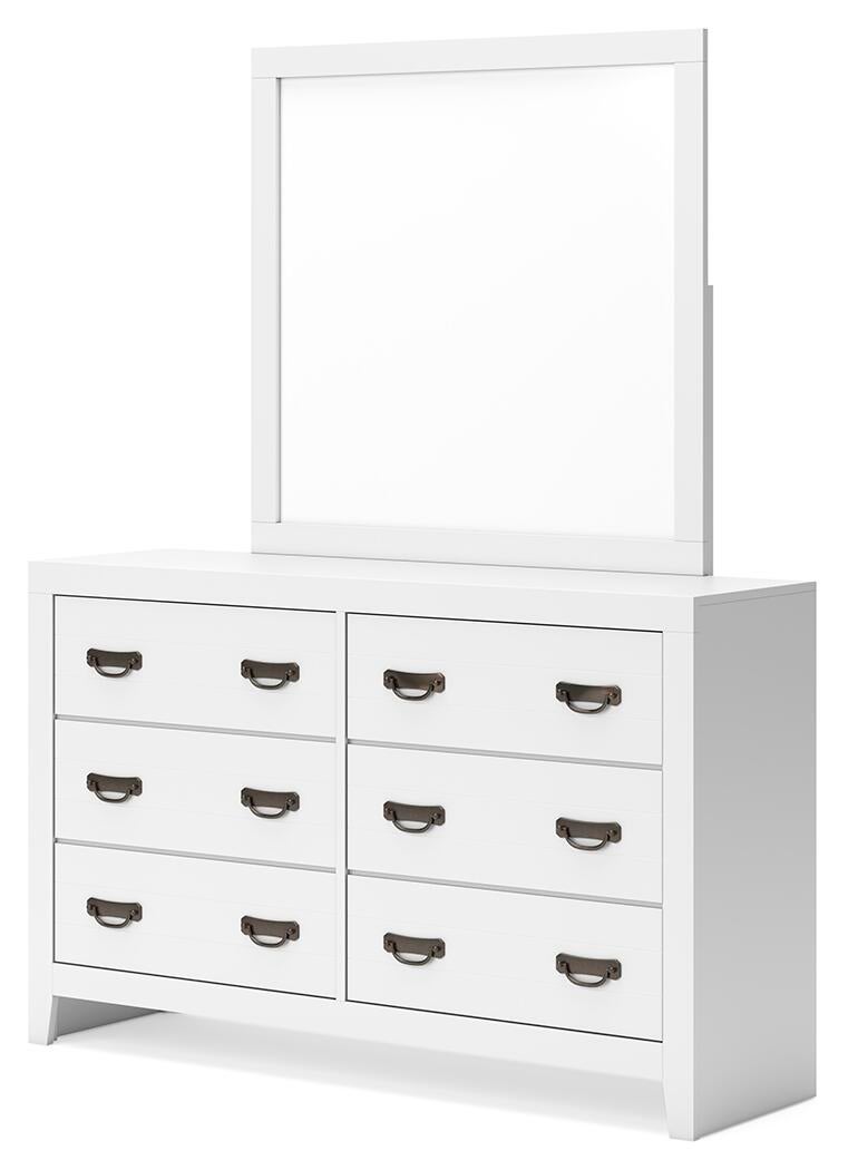 Binterglen King Panel Bed with Mirrored Dresser and Nightstand