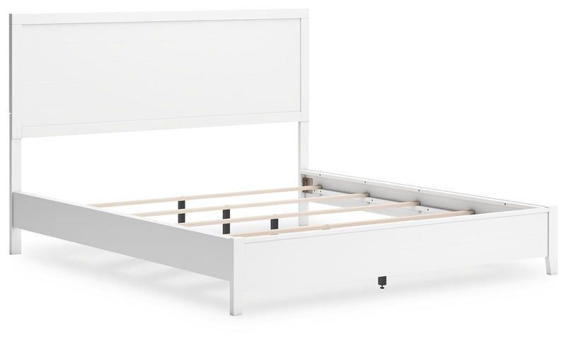 Binterglen California King Panel Bed with Mirrored Dresser and Nightstand
