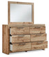 Hyanna King Panel Storage Bed with 1 Under Bed Storage Drawer, Dresser and Mirror