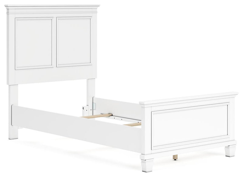 Fortman Twin Panel Bed with Mirrored Dresser, Chest and Nightstand