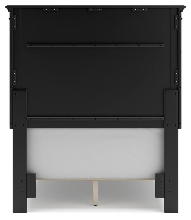 Lanolee Twin Panel Bed with Mirrored Dresser, Chest and Nightstand