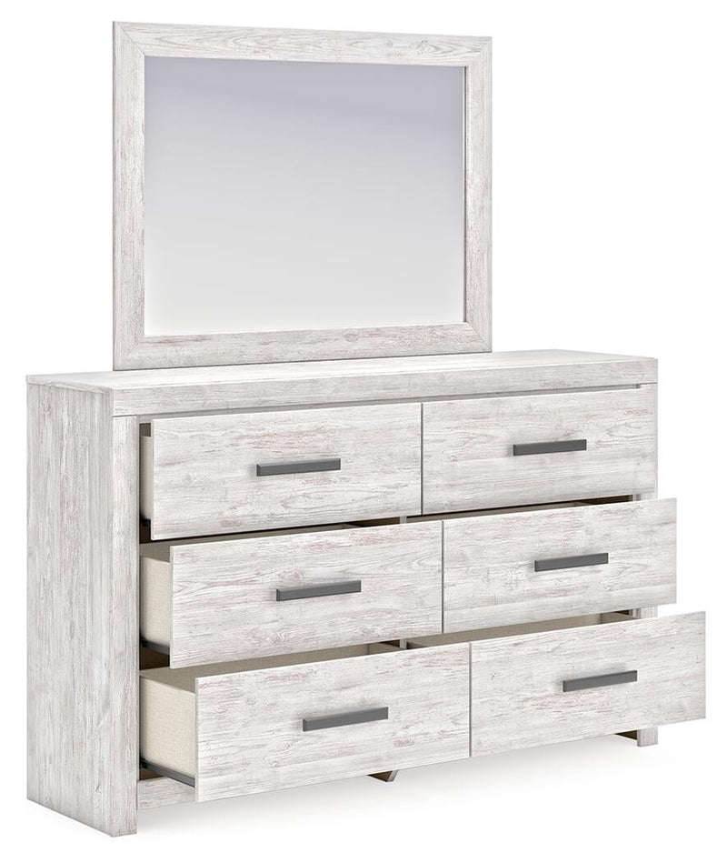 Cayboni Queen Panel Bed with Mirrored Dresser