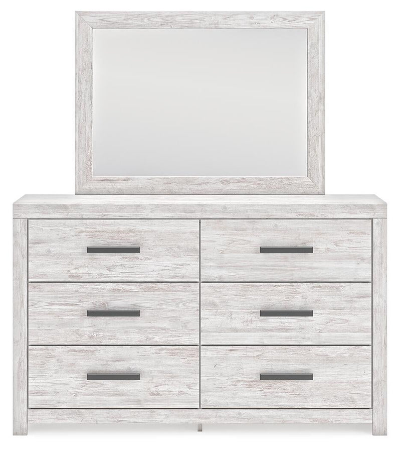 Cayboni Queen Panel Bed with Mirrored Dresser