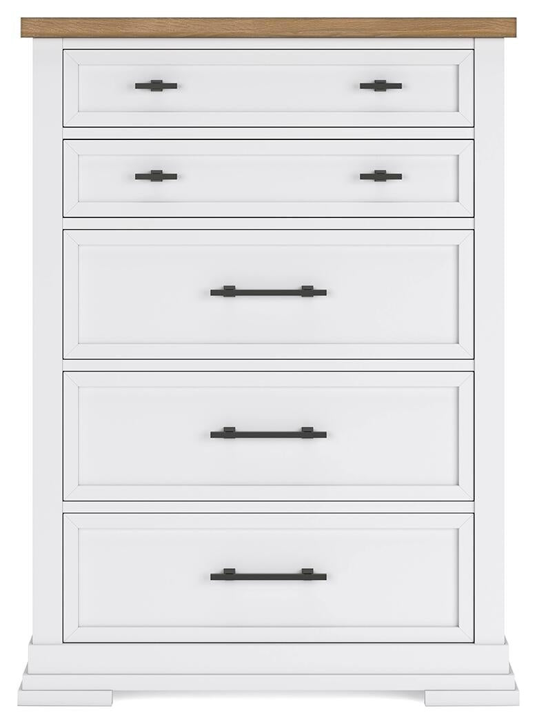 Ashbryn King Panel Storage Bed, Dresser, Mirror, Chest and Nightstand