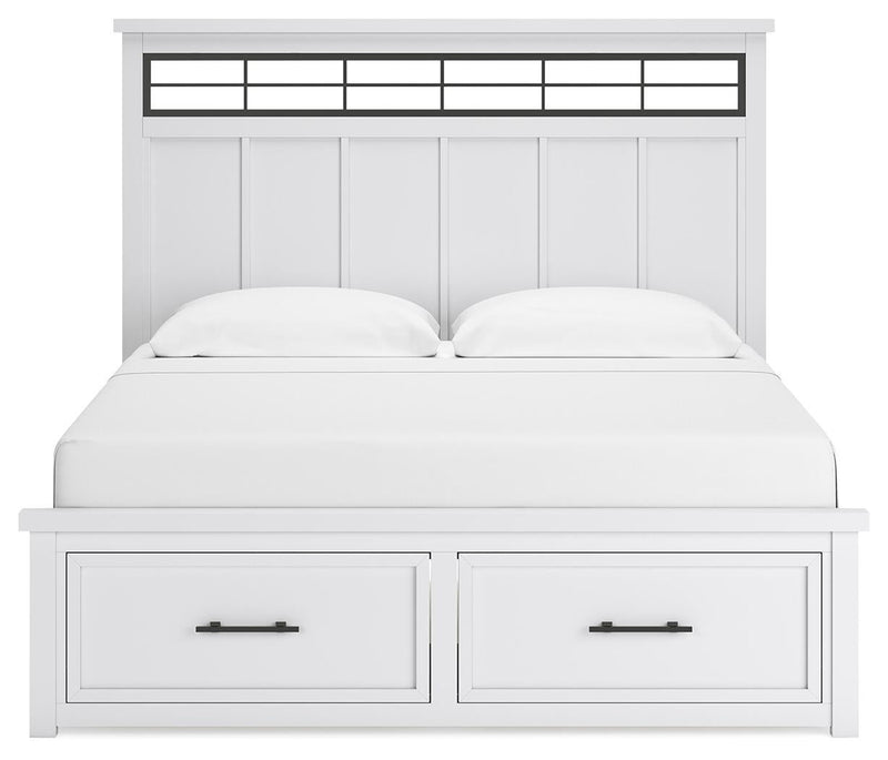 Ashbryn King Panel Storage Bed, Dresser, Mirror, Chest and Nightstand