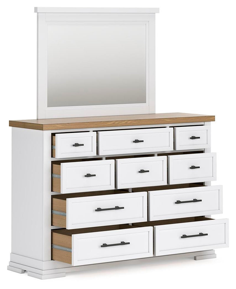 Ashbryn California King Panel Storage Bed, Dresser, Mirror and Nightstand