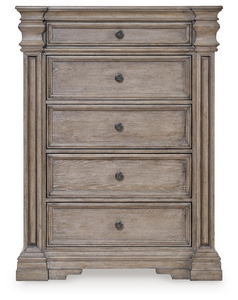 Blairhurst California King Panel Bed, Dresser, Mirror, Chest and Nightstand