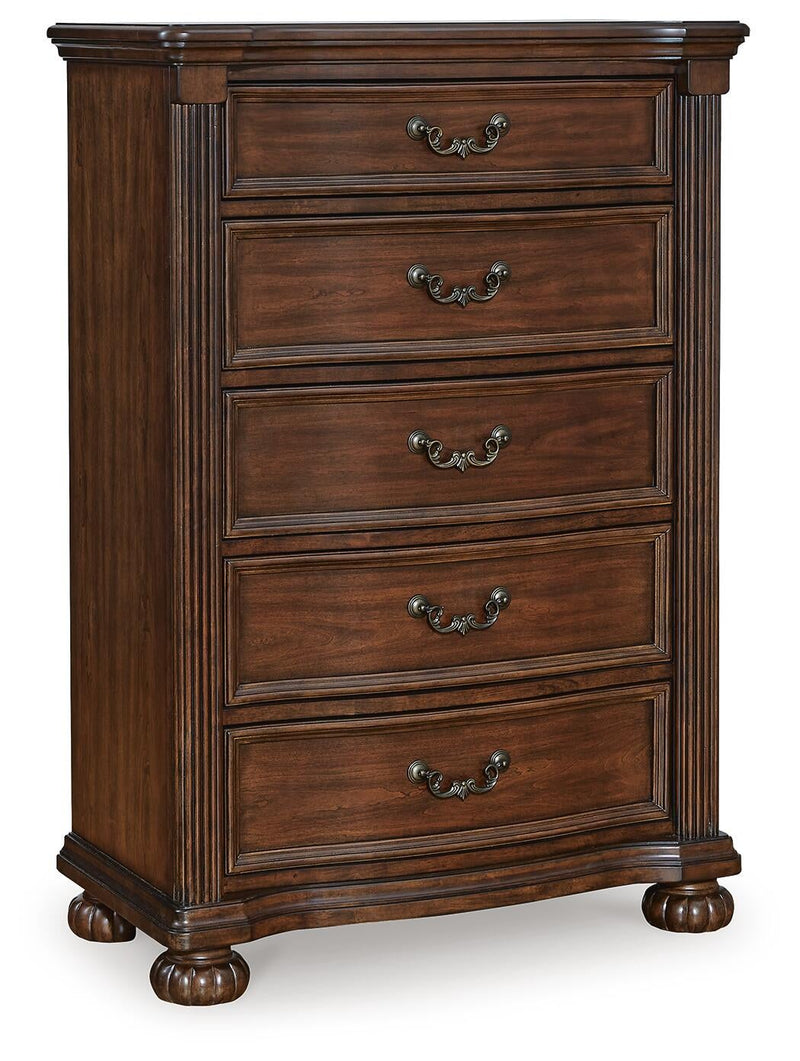 Lavinton California King Poster Bed, Dresser, Mirror, Chest and Nightstand