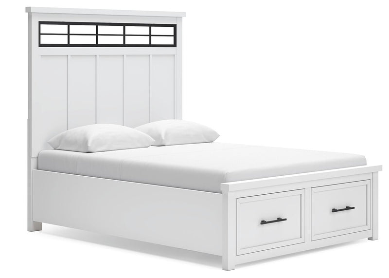 Ashbryn Queen Panel Storage Bed, Dresser, Mirror and Nightstand