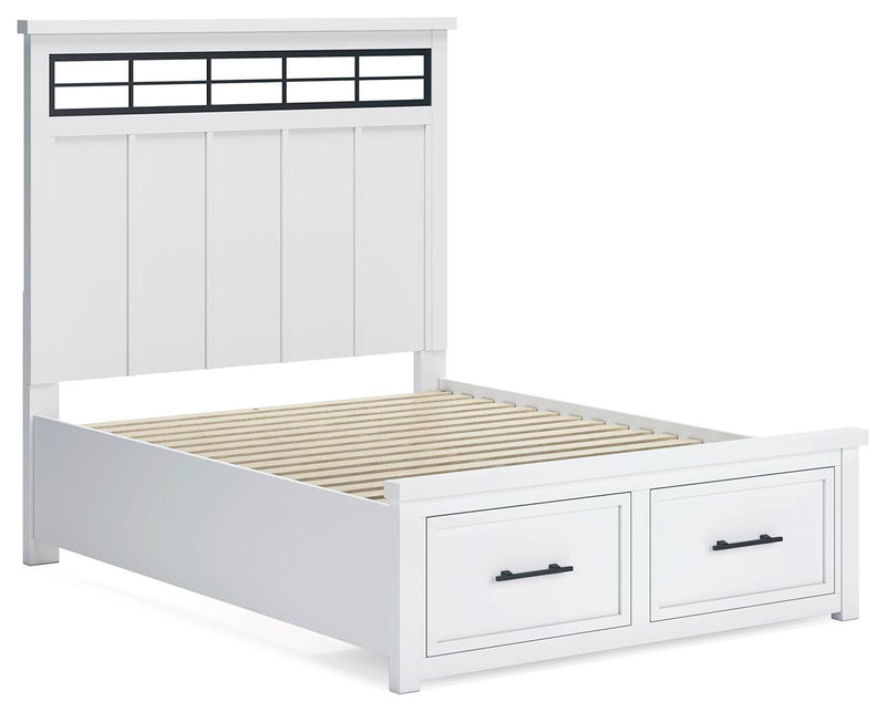 Ashbryn Queen Panel Storage Bed, Dresser, Mirror and Nightstand