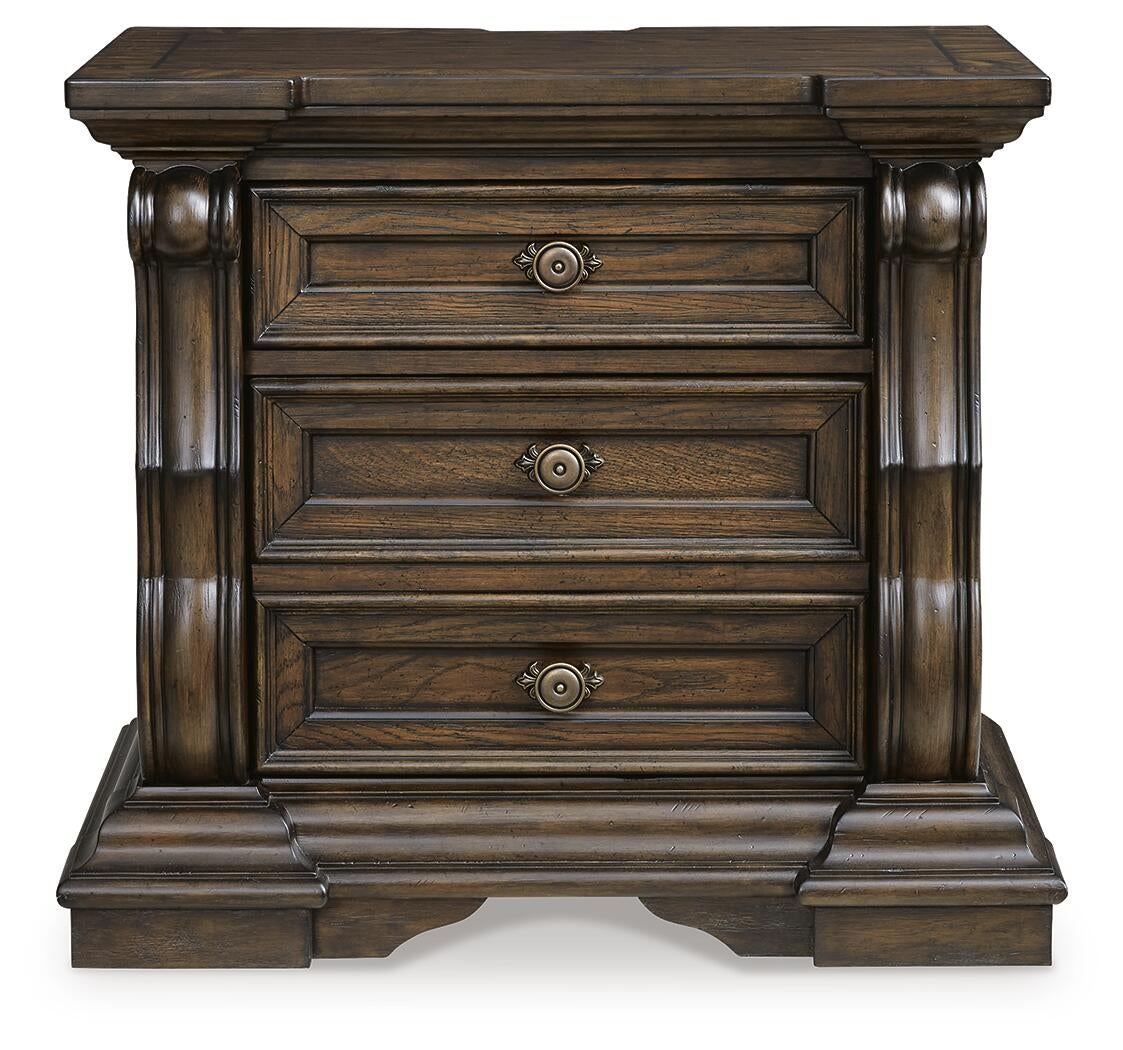 Maylee King Upholstered Bed with Mirrored Dresser and Nightstand