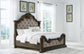 Maylee King Upholstered Bed with Mirrored Dresser and Nightstand