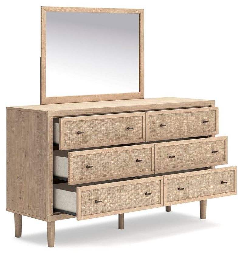Cielden Full Panel Bed with Mirrored Dresser