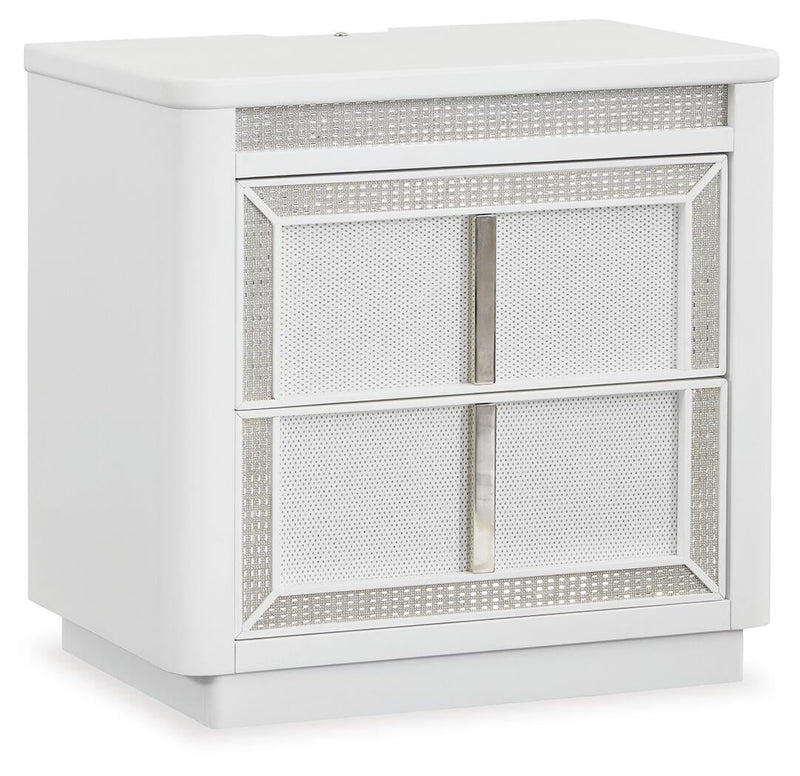 Chalanna Queen Upholstered Storage Bed, Dresser, Mirror, Chest and Nightstand