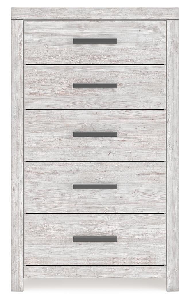 Cayboni King Panel Bed, Dresser, Mirror, Chest and Nightstand