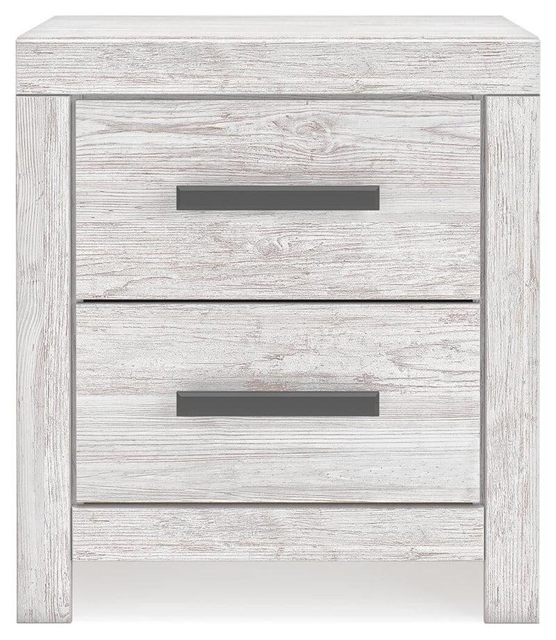 Cayboni King Panel Bed with Mirrored Dresser and Nightstand