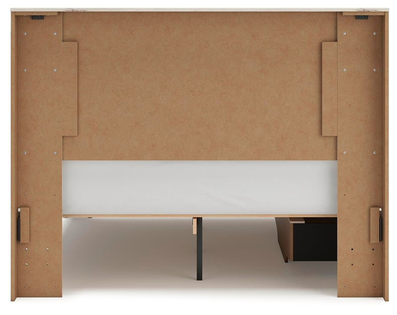 Lawroy Queen Panel Bed with Storage, Dresser and Mirror