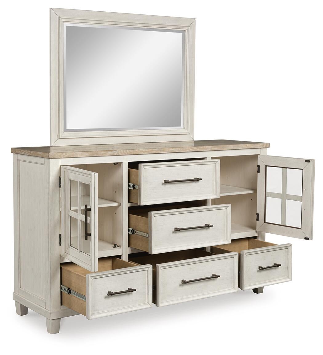 Shaybrock King Panel Bed, Dresser, Mirror, Chest and Nightstand