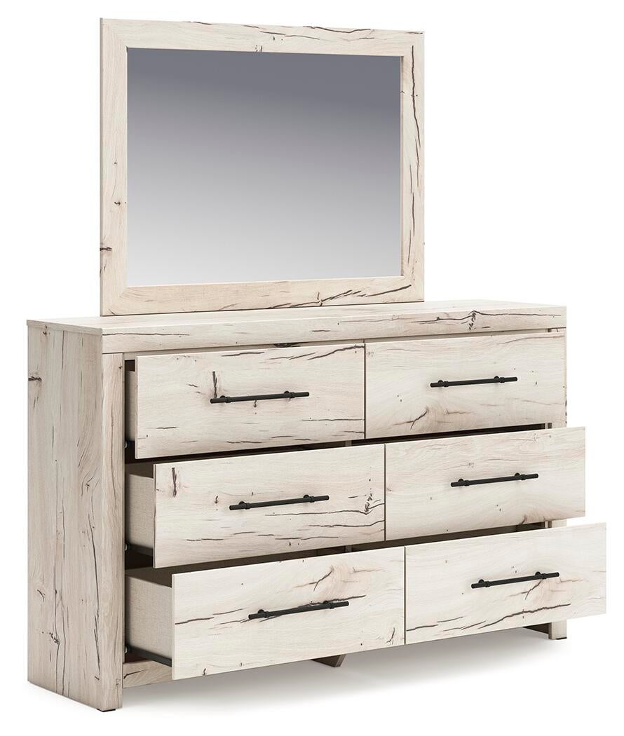 Lawroy Queen Panel Bed with Storage, Dresser, Mirror, Chest and Nightstand