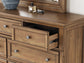 Vandenmore California King Storage Sleigh Bed with Mirrored Dresser and Nightstand