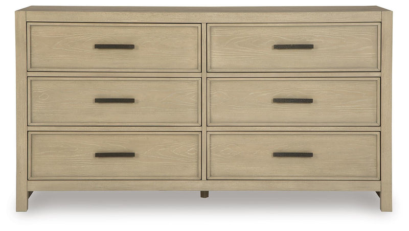 Calmoro King Bookcase Bed with Mirrored Dresser