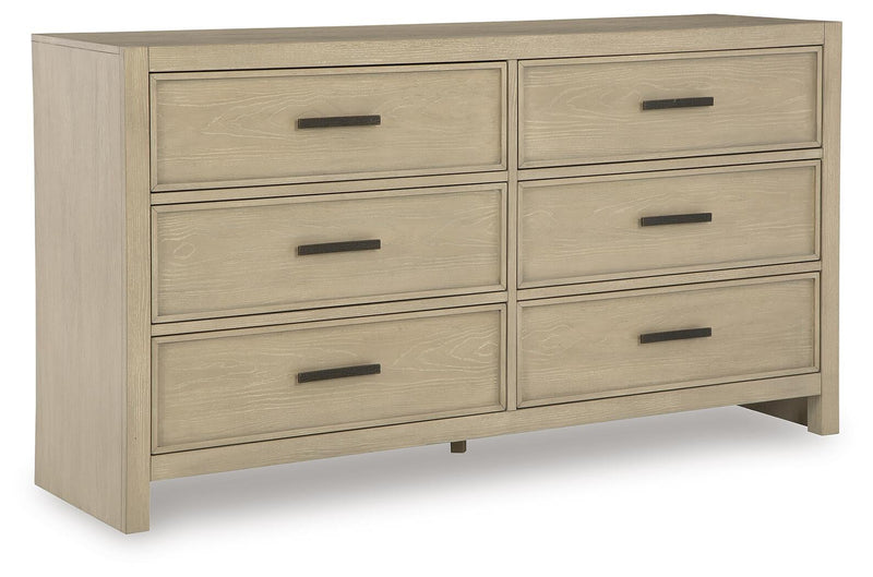 Calmoro King Bookcase Bed with Mirrored Dresser